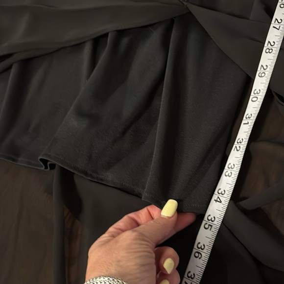 R&M Richards VTG Black bead/embroidered Asymmetrical High-Low formal Dress 10 - Picture 14 of 17